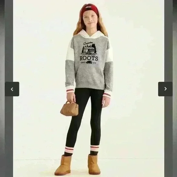 🆕 NWT! ROOTS Cabin Kanga Hoodie | Gray Oat Pepper | Size 2XL Girl’s/Youth - Picture 3 of 11